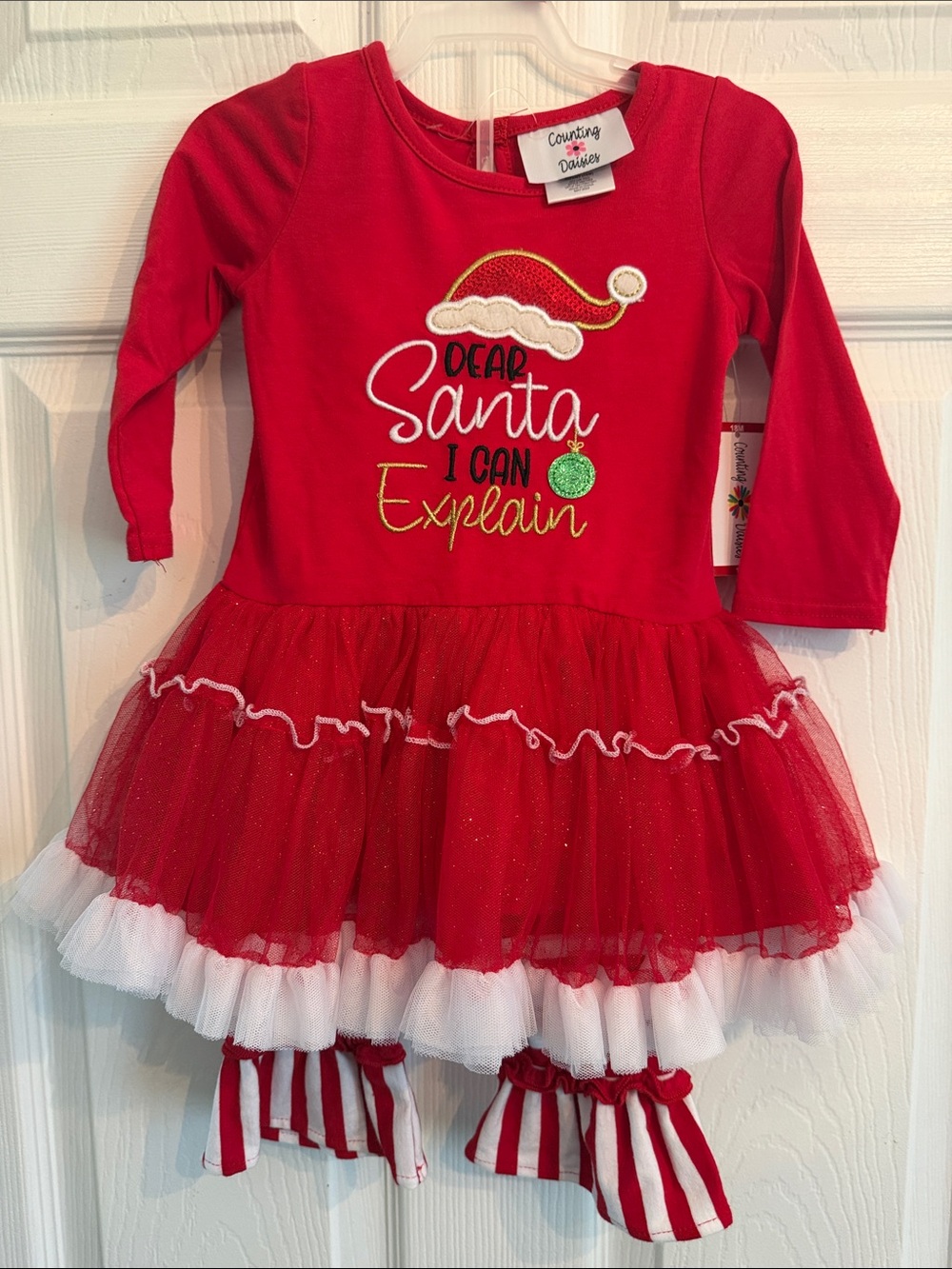 Counting On Christmas Red Girls' 'Dear Santa I Can Explain' Tulle Dress and pant